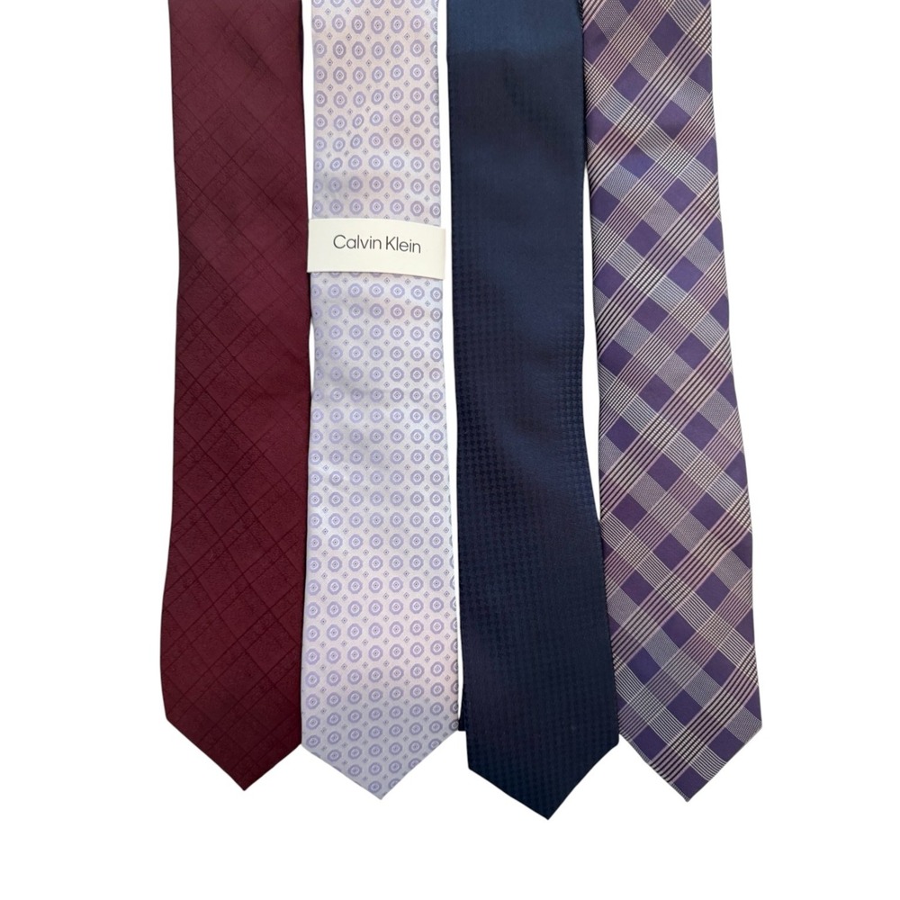 Calvin Klein Necktie Mens One Size Ties Various Colors and Patterns New lot of 4